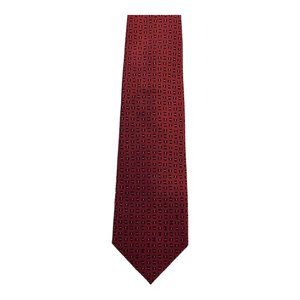 Croft & Barrow Geometric Pattern Red 100% Silk Necktie